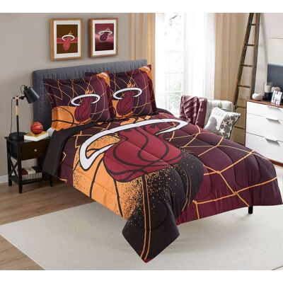 Sweet Home Collection - NBA Miami Heat Comforter & Pillow Sham Set- Full/Queen - Multicolored Sweet Home Collection - NBA Miami Heat Comforter & Pillow Sham Set- Full/Queen - Multicolored