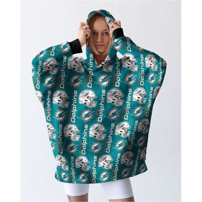 Pegasus - Miami Dolphins Homefield Repeat Logo Wearable Hooded Blanket - Multicolor Pegasus - Miami Dolphins Homefield Repeat Logo Wearable Hooded Blanket - Multicolor