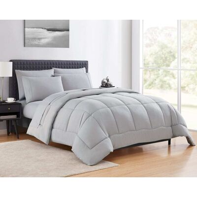 Sweet Home Collection - All Season Reversible Bed-in-A-Bag Solid Color Comforter & Sheet Set, California King - Silver Sweet Home Collection - All Season Reversible Bed-in-A-Bag Solid Color Comforter & Sheet Set, California King - Silver
