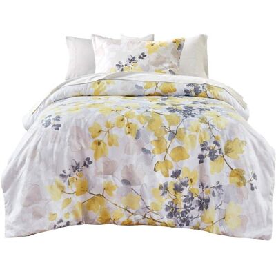 Gracie Mills - Houston Modern Floral Comforter Set with Bed Sheets - Yellow Gracie Mills - Houston Modern Floral Comforter Set with Bed Sheets - Yellow
