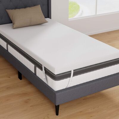 Costway - 3" Gel-Infused Memory Foam Mattress Topper with Removable & Washable Cover Twin - White Costway - 3" Gel-Infused Memory Foam Mattress Topper with Removable & Washable Cover Twin - White
