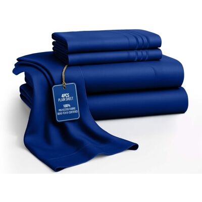 Lux Decor Collection - 4-Piece King Bed Sheet Set, Ultra Soft Microfiber, Deep Pocket, Wrinkle-Resistant, Hypoallergenic, All-Season Comfort - Royal Blue Lux Decor Collection - 4-Piece King Bed Sheet Set, Ultra Soft Microfiber, Deep Pocket, Wrinkle-Resistant, Hypoallergenic, All-Season Comfort - Royal Blue