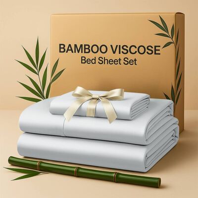 Lux Decor Collection - Rayon from Bamboo Blend Twin Bed Sheets, 4-Piece Cooling Sheet Set with 16-Inch Deep Pockets - Gray Lux Decor Collection - Rayon from Bamboo Blend Twin Bed Sheets, 4-Piece Cooling Sheet Set with 16-Inch Deep Pockets - Gray