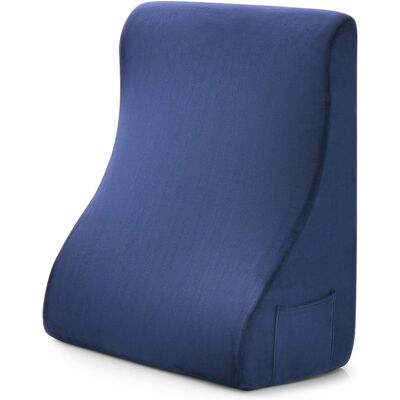 Costway - Bed Wedge Pillow with Smooth Zipper Side Pockets Support for Back - Navy Blue Costway - Bed Wedge Pillow with Smooth Zipper Side Pockets Support for Back - Navy Blue