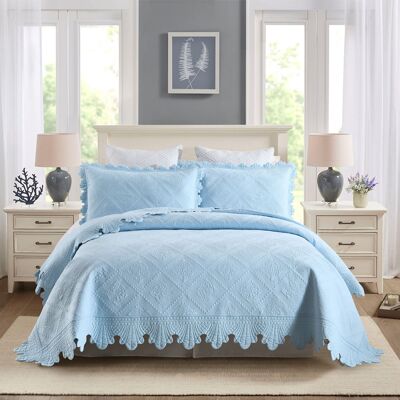 MarCielo - 3 Piece 100% Cotton Oversized Bedspread Lightweight Quilt Bedspread Set - Light Blue MarCielo - 3 Piece 100% Cotton Oversized Bedspread Lightweight Quilt Bedspread Set - Light Blue