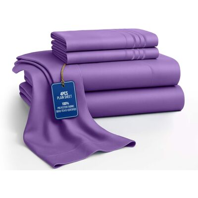 Lux Decor Collection - 4-Piece King Bed Sheet Set, Ultra Soft Microfiber, Deep Pocket, Wrinkle-Resistant, Hypoallergenic, All-Season Comfort - Purple Lux Decor Collection - 4-Piece King Bed Sheet Set, Ultra Soft Microfiber, Deep Pocket, Wrinkle-Resistant, Hypoallergenic, All-Season Comfort - Purple