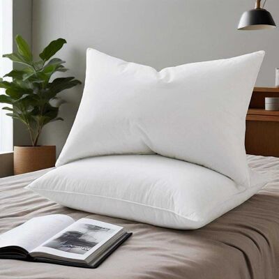 Peace Nest - Set of 2 Premium Goose Feather Down Bed Pillows with 233TC Cotton Cover, Standard - Medium Peace Nest - Set of 2 Premium Goose Feather Down Bed Pillows with 233TC Cotton Cover, Standard - Medium