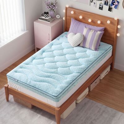 Bestier - Full Size 3-Inch Gel Memory Foam Mattress Topper with Cooling Cover - Light Blue Bestier - Full Size 3-Inch Gel Memory Foam Mattress Topper with Cooling Cover - Light Blue