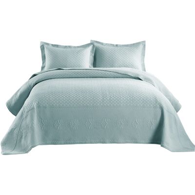 MarCielo - 3 Piece 100% Cotton Oversized Bedspread Lightweight Quilt Set - Mint Green MarCielo - 3 Piece 100% Cotton Oversized Bedspread Lightweight Quilt Set - Mint Green