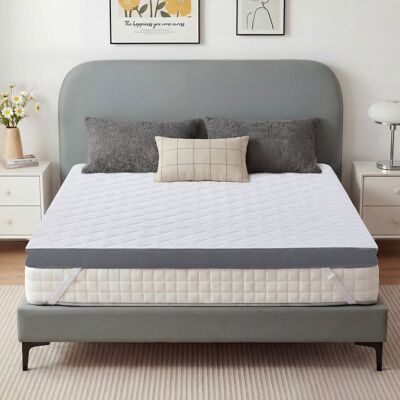 Dyonery - 3" Extra Firm Mattress Topper,High Density,Extra Support for Pain Relief,Breathable Washable Cover with Anti-Slip Straps - White Dyonery - 3" Extra Firm Mattress Topper,High Density,Extra Support for Pain Relief,Breathable Washable Cover with Anti-Slip Straps - White