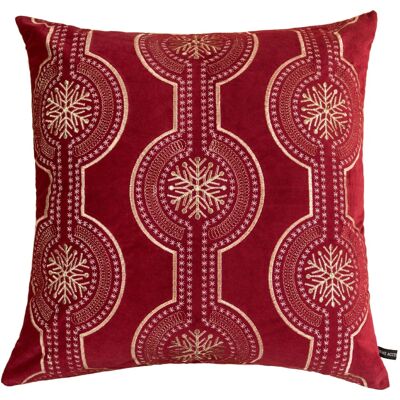 LuXeo - Embroidery Velvet Throw Pillow - Red LuXeo - Embroidery Velvet Throw Pillow - Red