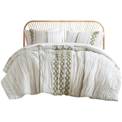 Gracie Mills - Modesto Printed Cotton Comforter Set with Chenille - Sage/Ivory Gracie Mills - Modesto Printed Cotton Comforter Set with Chenille - Sage/Ivory