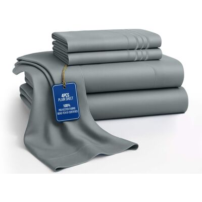 Lux Decor Collection - 4-Piece King Bed Sheet Set, Ultra Soft Microfiber, Deep Pocket, Wrinkle-Resistant, Hypoallergenic, All-Season Comfort - Light Gray Lux Decor Collection - 4-Piece King Bed Sheet Set, Ultra Soft Microfiber, Deep Pocket, Wrinkle-Resistant, Hypoallergenic, All-Season Comfort - Light Gray