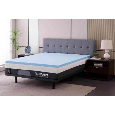 Renanim - Cooling Gel Memory Foam Mattress Topper Twin XL 3 inch – Cooling, Ventilated, Pressure-Relieving Firm Bed Topper - Blue Renanim - Cooling Gel Memory Foam Mattress Topper Twin XL 3 inch – Cooling, Ventilated, Pressure-Relieving Firm Bed Topper - Blue
