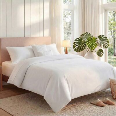 Malletson - Queen Size Bed Sheet Set - 5-Piece Luxury All Season Bedding Collection, Soft Polycotton Blend Sheets with Pillowcases - White Malletson - Queen Size Bed Sheet Set - 5-Piece Luxury All Season Bedding Collection, Soft Polycotton Blend Sheets with Pillowcases - White