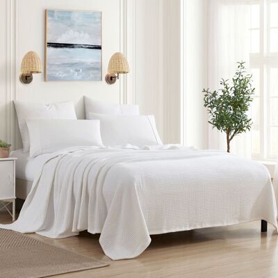 Sweet Home Collection - 100% Cotton Blanket, Grand Luxury Breathable Houndstooth Woven Design, Full/Queen - White Sweet Home Collection - 100% Cotton Blanket, Grand Luxury Breathable Houndstooth Woven Design, Full/Queen - White