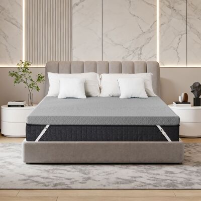 Dyonery - King Size Extra Firm Twin Mattress Topper 3 Inch High Density Foam, Non-Slip, Removable Washable Cover - Gray Dyonery - King Size Extra Firm Twin Mattress Topper 3 Inch High Density Foam, Non-Slip, Removable Washable Cover - Gray