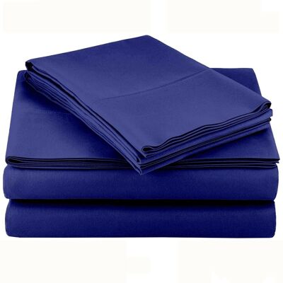 Kitcheniva - 4 Piece Bed Sheet Set Microfiber Comfort Ultra Soft Deep Pocket Sheets California King - Dark Blue Kitcheniva - 4 Piece Bed Sheet Set Microfiber Comfort Ultra Soft Deep Pocket Sheets California King - Dark Blue