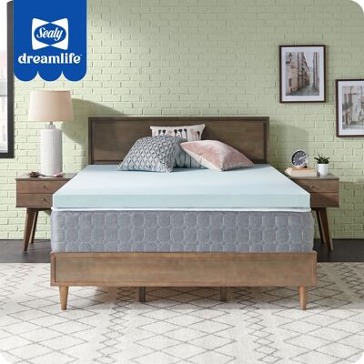 Sealy - Dreamlife 3” Gel Memory Foam Mattress Topper, Twin - Blue Sealy - Dreamlife 3” Gel Memory Foam Mattress Topper, Twin - Blue