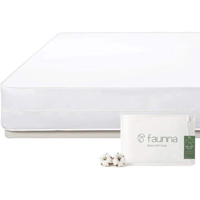 FAUNNA - Zippered Mattress Encasement, 100% Cotton Dust Mite Proof Mattress Protector, Six-Sided Cover - White FAUNNA - Zippered Mattress Encasement, 100% Cotton Dust Mite Proof Mattress Protector, Six-Sided Cover - White