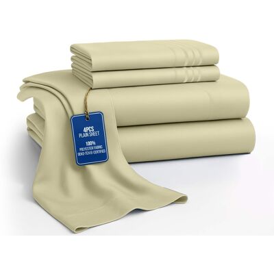 Lux Decor Collection - 4-Piece King Bed Sheet Set, Ultra Soft Microfiber, Deep Pocket, Wrinkle-Resistant, Hypoallergenic, All-Season Comfort - Beige Lux Decor Collection - 4-Piece King Bed Sheet Set, Ultra Soft Microfiber, Deep Pocket, Wrinkle-Resistant, Hypoallergenic, All-Season Comfort - Beige