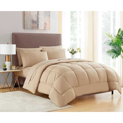 Sweet Home Collection - All Season Reversible Bed-in-A-Bag Solid Color Comforter & Sheet Set, Full - Taupe Sweet Home Collection - All Season Reversible Bed-in-A-Bag Solid Color Comforter & Sheet Set, Full - Taupe