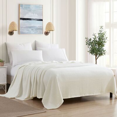 Sweet Home Collection - 100% Cotton Blanket, Grand Luxury Breathable Houndstooth Woven Design, King - Ivory Sweet Home Collection - 100% Cotton Blanket, Grand Luxury Breathable Houndstooth Woven Design, King - Ivory