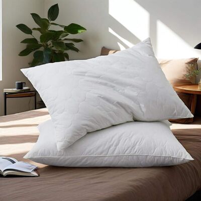 Peace Nest - Quilted Goose Feather Down Pillows Set of 2 - White Peace Nest - Quilted Goose Feather Down Pillows Set of 2 - White
