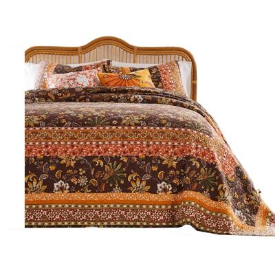 Barefoot Bungalow - Audrey Chic Boho Jacobean Fern Floral Prints Bedspread Set 3-Piece King/California King - Chocolate Barefoot Bungalow - Audrey Chic Boho Jacobean Fern Floral Prints Bedspread Set 3-Piece King/California King - Chocolate