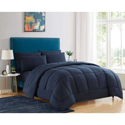 Sweet Home Collection - All Season Reversible Bed-in-A-Bag Solid Color Comforter & Sheet Set, California King - Navy Sweet Home Collection - All Season Reversible Bed-in-A-Bag Solid Color Comforter & Sheet Set, California King - Navy