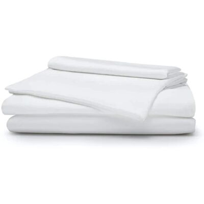 Sleepgram - Viscose from Bamboo Queen Bed Sheet Set with 2 Pillowcases - White Sleepgram - Viscose from Bamboo Queen Bed Sheet Set with 2 Pillowcases - White
