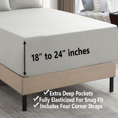 Sweet Home Collection - 18"-24" Extra Deep Pocket, 3-Piece Bed Sheets Set, Twin - Silver Sweet Home Collection - 18"-24" Extra Deep Pocket, 3-Piece Bed Sheets Set, Twin - Silver