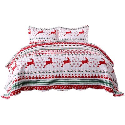 MarCielo - Christmas Snowflake Quilt Bedspread Set - Red MarCielo - Christmas Snowflake Quilt Bedspread Set - Red