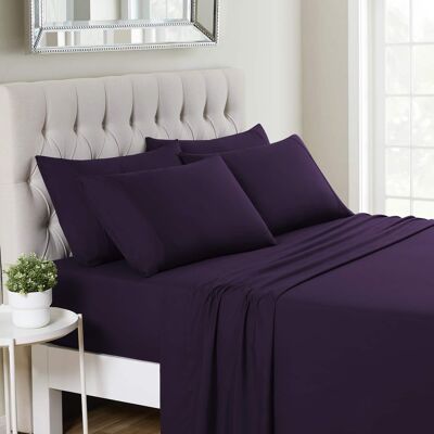 Sweet Home Collection - Deluxe Microfiber Sheet Set with Bonus Pillowcases, Ultra Soft 1500 Series, California King - Purple Sweet Home Collection - Deluxe Microfiber Sheet Set with Bonus Pillowcases, Ultra Soft 1500 Series, California King - Purple
