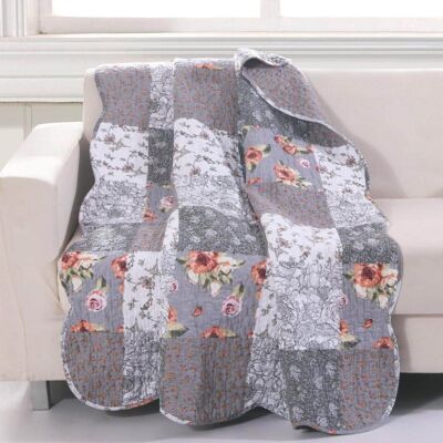 Greenland Home Fashions Barefoot Bungalow Giulia Fabulous Floral Quilted Throw Blanket - 50x60" - Gray Greenland Home Fashions Barefoot Bungalow Giulia Fabulous Floral Quilted Throw Blanket - 50x60" - Gray
