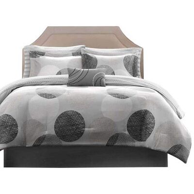 Gracie Mills - Timothy 7-Piece Contemporary Geometric Comforter Set with Bed Sheets - Gray Gracie Mills - Timothy 7-Piece Contemporary Geometric Comforter Set with Bed Sheets - Gray