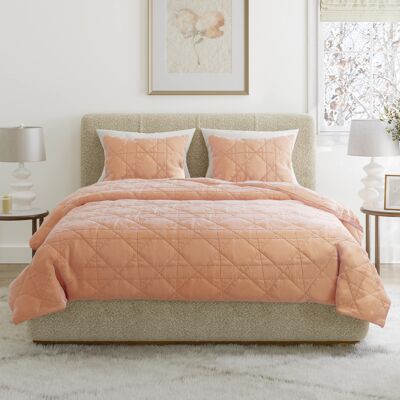 Lavish Home - 2PC Velvet Twin Quilt Set 90x68 Inch Twin Bedspread and Pillow Sham Medium Weight Quilt Bedding Set for All Seasons - Pink Lavish Home - 2PC Velvet Twin Quilt Set 90x68 Inch Twin Bedspread and Pillow Sham Medium Weight Quilt Bedding Set for All Seasons - Pink