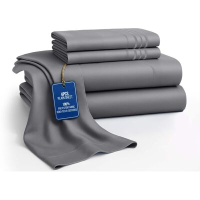 Lux Decor Collection - 4-Piece King Bed Sheet Set, Ultra Soft Microfiber, Deep Pocket, Wrinkle-Resistant, Hypoallergenic, All-Season Comfort - Dark Gray Lux Decor Collection - 4-Piece King Bed Sheet Set, Ultra Soft Microfiber, Deep Pocket, Wrinkle-Resistant, Hypoallergenic, All-Season Comfort - Dark Gray