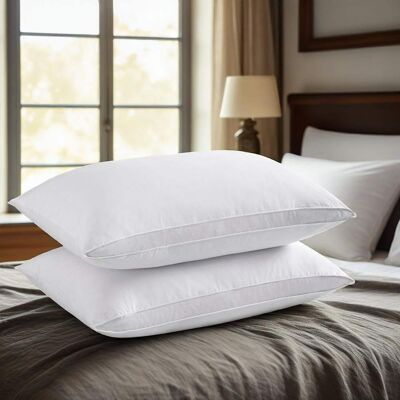 Peace Nest - Gusseted Goose Down Feather Pillows Set of 2 - White Peace Nest - Gusseted Goose Down Feather Pillows Set of 2 - White