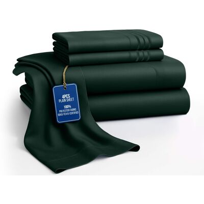 Lux Decor Collection - 4-Piece Queen Bed Sheet Set, Ultra Soft Microfiber, Deep Pocket, Wrinkle-Resistant, Hypoallergenic, All-Season Comfort - Emerald Lux Decor Collection - 4-Piece Queen Bed Sheet Set, Ultra Soft Microfiber, Deep Pocket, Wrinkle-Resistant, Hypoallergenic, All-Season Comfort - Emerald