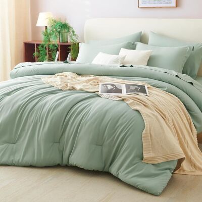 Dazzed Corner - Full All Season Boho Style Comforter Set 7 Pieces - Bed in a Bag Includes Comforter, Sheets & Pillowcases - Sage Green Dazzed Corner - Full All Season Boho Style Comforter Set 7 Pieces - Bed in a Bag Includes Comforter, Sheets & Pillowcases - Sage Green