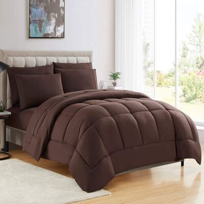 Sweet Home Collection - All Season Reversible Bed-in-A-Bag Solid Color Comforter & Sheet Set, King - Brown Sweet Home Collection - All Season Reversible Bed-in-A-Bag Solid Color Comforter & Sheet Set, King - Brown