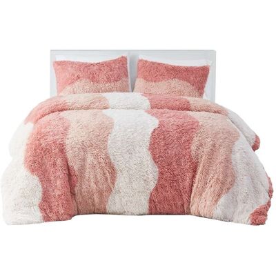 Gracie Mills - Serenity Ombre Shaggy Faux Fur Duvet Cover Set - Blush Multi Gracie Mills - Serenity Ombre Shaggy Faux Fur Duvet Cover Set - Blush Multi