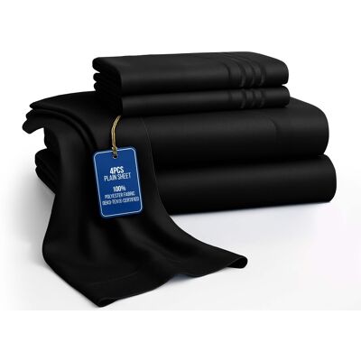 Lux Decor Collection - 4-Piece King Bed Sheet Set, Ultra Soft Microfiber, Deep Pocket, Wrinkle-Resistant, Hypoallergenic, All-Season Comfort - Black Lux Decor Collection - 4-Piece King Bed Sheet Set, Ultra Soft Microfiber, Deep Pocket, Wrinkle-Resistant, Hypoallergenic, All-Season Comfort - Black