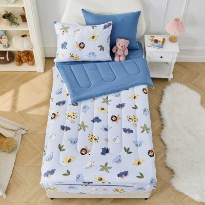 Bestier - Kids Twin All-Season Comforter Set with Zipper Bedding, Lightweight Cartoon Bed-in-a-Bag - Blue Bestier - Kids Twin All-Season Comforter Set with Zipper Bedding, Lightweight Cartoon Bed-in-a-Bag - Blue