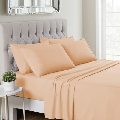 Sweet Home Collection - Deluxe Microfiber Sheet Set with Bonus Pillowcases, Ultra Soft 1500 Series, Queen - Peach Sweet Home Collection - Deluxe Microfiber Sheet Set with Bonus Pillowcases, Ultra Soft 1500 Series, Queen - Peach