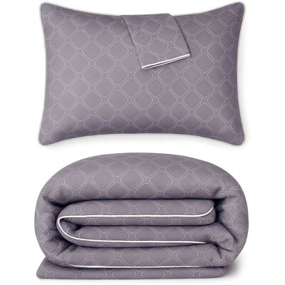 BedVoyage - Duvet Cover 3pc Set - 100% Viscose from Bamboo - Cooling & Lightweight - Platinum Geo BedVoyage - Duvet Cover 3pc Set - 100% Viscose from Bamboo - Cooling & Lightweight - Platinum Geo