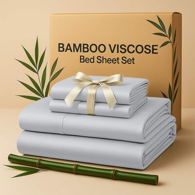 Lux Decor Collection - Rayon from Bamboo Blend King Bed Sheets, 4-Piece Cooling Sheet Set with 16-Inch Deep Pockets - Gray Lux Decor Collection - Rayon from Bamboo Blend King Bed Sheets, 4-Piece Cooling Sheet Set with 16-Inch Deep Pockets - Gray