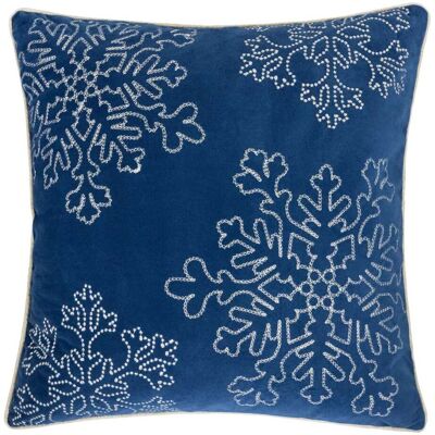 LuXeo - Embroidery Velvet Throw Pillow - Blue LuXeo - Embroidery Velvet Throw Pillow - Blue