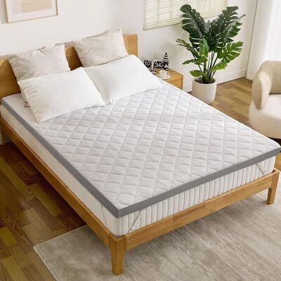 Vipbear - Gel Memory Foam Mattress Topper 3 Inch Full Size High-Density Mattress Pad - White Vipbear - Gel Memory Foam Mattress Topper 3 Inch Full Size High-Density Mattress Pad - White
